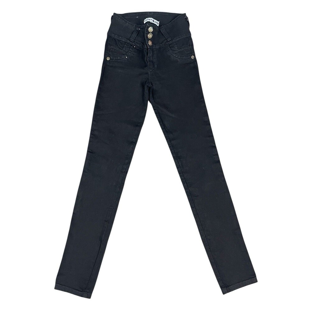 Lucky Brand Jeans Girls Size 8 Black High Rise Skinny Vintage Denim Jeans 26x30